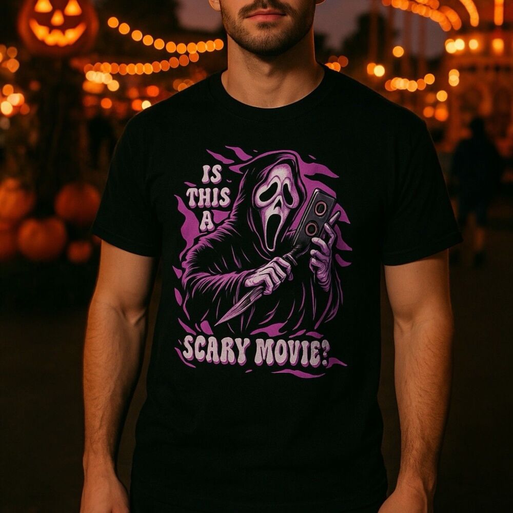 Scary Movie Ghostface Graphic Tee L Black Halloween Purple Horror‎ Spooky